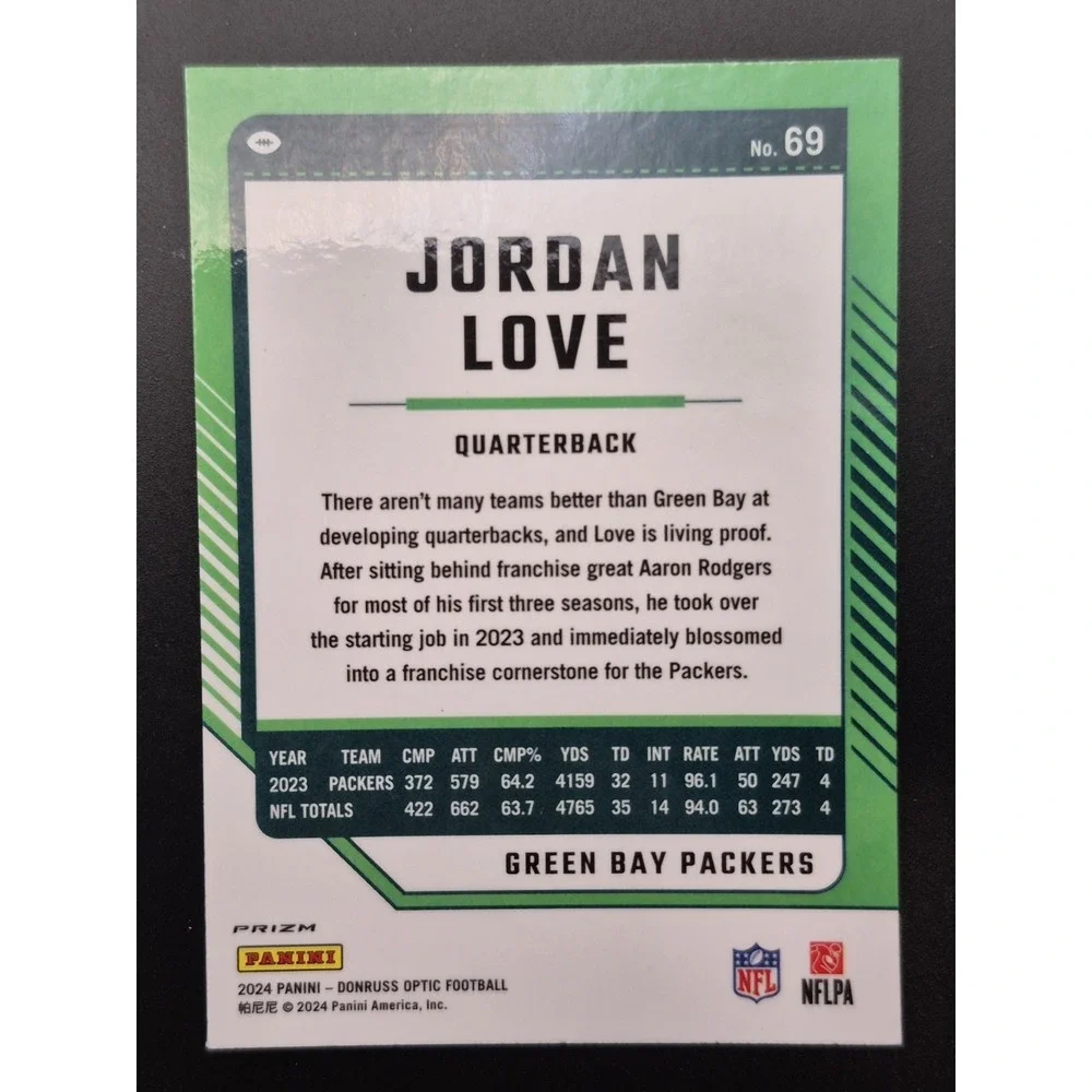 2024 Panini Donruss Optic Jordan Love #69‎ Rocket Prizm Green Bay Packers SP